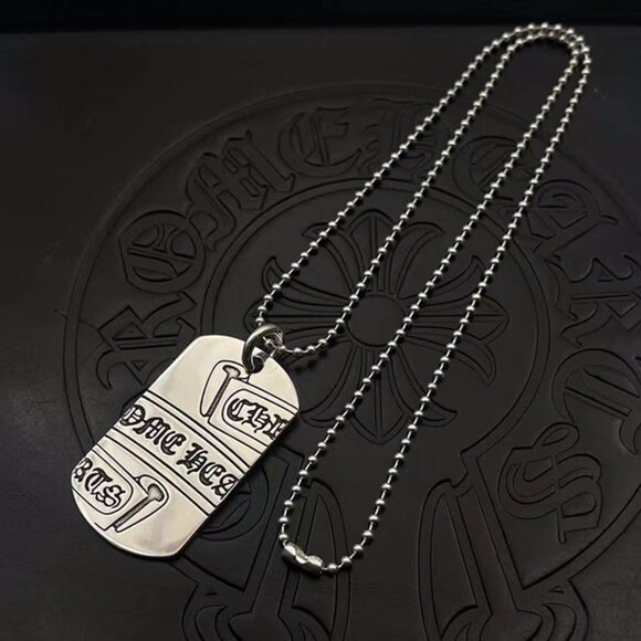 Chrome Hearts Large Scroll Military Plate Pendant Necklace - Picture 7 of 9